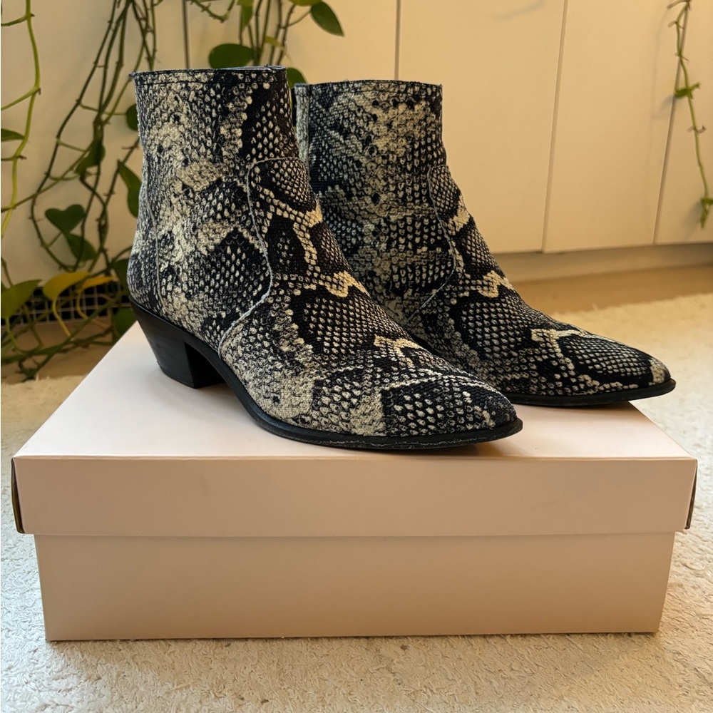 Loeffler Randall Snakeskin Print “Joni “ Western leather ankle boot - size 7.5
